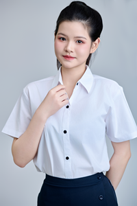 Chemise à manches courtes blanche unisexe pour étudiants, en tissu extensible tissé, pour l'école primaire, style vietnamien FMF (Bleu marine) – En stock - Product Image 6