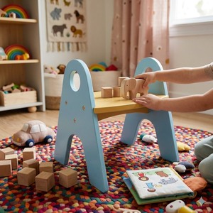 Silla Infantil Hao Hung Long An Blue Casual, Muebles de Salón Vietnamitas, Madera Contrachapada de Pino Americano, Duradera y Segura, Bordes Suaves - Product Image 1