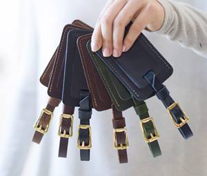 Genuine Leather Luggage <b>Tags</b> Personalized Travel Bag <b>Tags</b> Privacy Cover <b>Suitcase</b> Labels Custom Bulk Supply LMP-0307 - Product Image 6