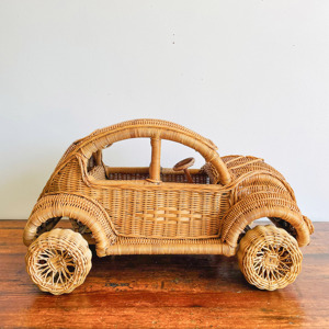Juguete de Autobús Adorable de Mimbre Trenzado a Mano Estilo Montessori, Juguetes Interactivos para Niños - Product Image 2
