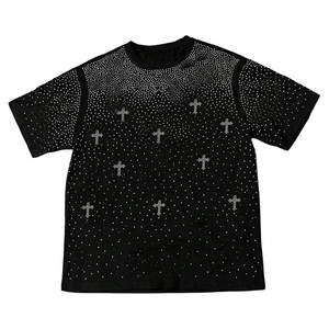 เสื้อยืดผู้ชายสไตล์วินเทจฟอกสีแบบแอซิด ซันเฟด พิมพ์ลายด้วยเทคนิค DTG ผ้าเฟรนช์เทอร์รี่ 350 กรัม 100% คอตตอน ทรงครอป บ็อกซี่ โอเวอร์ไซส์ ประดับด้วยคริสตัล - Product Image 1
