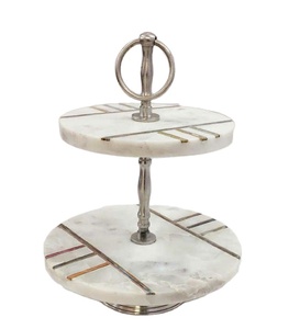 Plateau en marbre blanc de qualité supérieure, support pour gâteau de mariage design de luxe, articles de fête pour mariages, nouveau design de dessus en marbre au prix de gros - Product Image 1