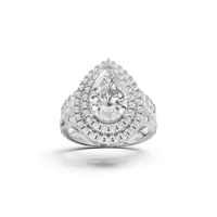Bague en diamant synthétique de laboratoire taille poire, couleur E, certifiée IGI, en or, avec pierres latérales, cadeau de luxe pour femme, pour mariage ou anniversaire
