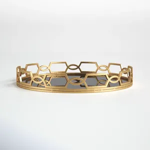 Luxury Gold Metal Handicraft <b>Tray</b> Home Office Decoration Modern Multi-functional Stainless Steel Premium Serving Collection - Product Image 4