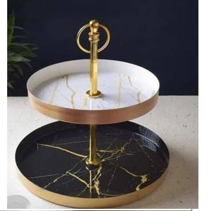 Wedding Party <b>Birthday</b> Celebration Tableware Dessert <b>Accessory</b> Metal Cake Stand and Marble Top Cake Server - Product Image 4