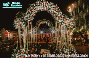 Modern Style <b>Decorative</b> Metal Mandap <b>Decor</b> Beautiful Metal Mandap With Floral <b>Decor</b> Trending Wedding <b>Decor</b> Round Metal Mandap UK - Product Image 6