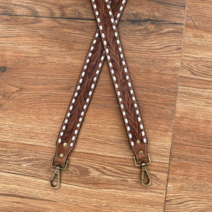 สายกระเป๋าหนัง2025พร้อมการแกะสลักดอกไม้ตะขอทองเหลืองสำหรับกระเป๋าสะพายไหล่หรือกระเป๋าสะพายข้าง - Product Image 3