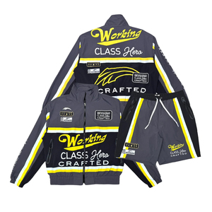Working Class Hero Crafted Men's Knitted Leopard Print Acid Wash Tracksuit Set Spring Street Style Breathable Polyester <b>Jacket</b> - Product Image 1