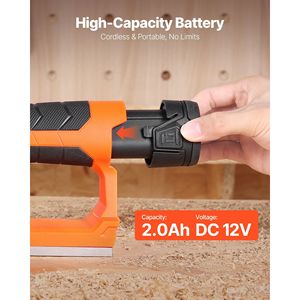Raboteuse à bois sans fil portative de 2-1/5 pouces, moteur électrique 14500 tr/min, batterie au lithium 12V 2 Ah, profondeur de coupe réglable, 2 lames pour - Product Image 6
