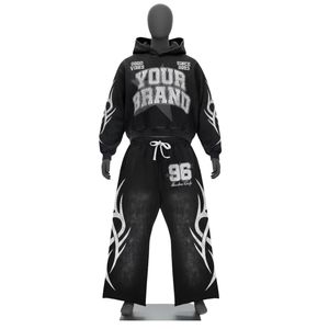 Chándal Vintage Lavado de Alta Calidad para Hombre y Mujer, con Estampado Gráfico, Estilo Gótico Urbano, Logotipo Personalizado - Product Image 3