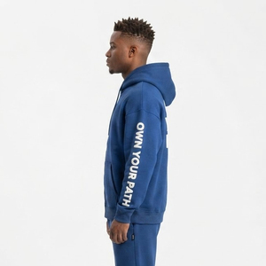 Sweat à capuche oversize brodé et imprimé pour homme, coupe personnalisée, écologique, coupe-vent, hiver, épais, manches longues, tombé ample - Product Image 3