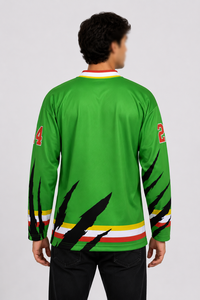 เสื้อฮอกกี้น้ำแข็งโพลีเอสเตอร์คุณภาพสูงแบบกำหนดเอง เป็นมิตรกับสิ่งแวดล้อม ดีไซน์ล่าสุด ชุดกีฬาทีม สำหรับฤดูหนาว แห้งเร็ว ระบายอากาศได้ดี สำหรับทุกเพศ - Product Image 4