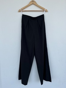 Pantalon Palazzo Noir Ample en Coton pour Femme, Taille Haute, Plissé sur le Devant, Bordure en Dentelle, Coupe Décontractée, Idéal pour l'Été - Product Image 5