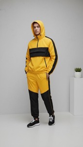Blue Color Blocking Sporty Windbreaker <b>Set</b> Men women Half-Zip <b>Knitted</b> Polyester Breathable Spring Outerwear - Product Image 2