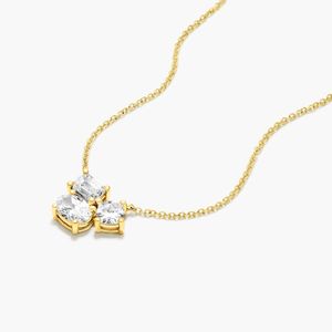 Fancy Cluster Lab-Grown Diamond <b>Necklace</b> In Yellow Gold - Product Image 3
