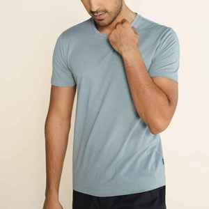 <b>Men's</b> Light Color Short Sleeve O-Neck T-Shirt Regular Fit Casual Jersey Cotton Solid Color Breathable Knitted Top - Product Image 3