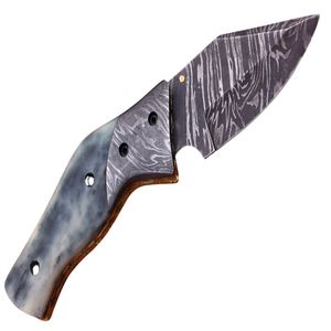 Couteau de chasse et de camping à lame fixe en acier de Damas avec manche en bois fait main et étui en cuir, équipement utilitaire d'extérieur pour - Product Image 1