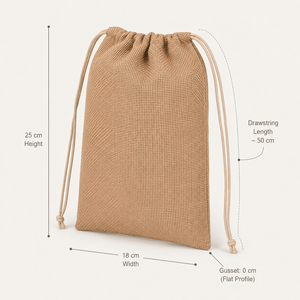 Custom Logo Natural Jute Drawstring Pouch 18x25 cm Eco Friendly Reusable Burlap Gift Packaging Bag Wholesale Indian OEM Supplier - Product Image 3