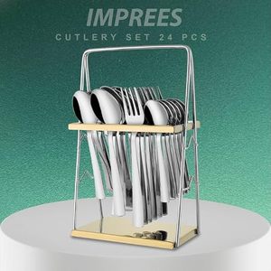 Support à couverts en métal à double niveau avec plateau, résistant à la rouille, support de rangement de cuisine sur pied, design minimaliste - Product Image 5