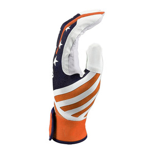 Gants de frappeurs bleu marine, orange et blancs, à motif étoilé, avec fermeture tricotée rayée au poignet, pour l'entraînement au baseball et au softball - Product Image 5