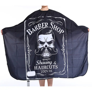 Capa de Peluquería RAMAFHH y MEDAX R&M-BC-62 Negra de Pongee Antiadherente con Diseño de Calavera, Cómoda para Uso Profesional en Salón y Barbería - Product Image 3