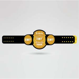 Ceinture de championnat de lutte poids lourd IWF, détails complexes sur quatre côtés, plaques métalliques dorées, entièrement personnalisable, équipement noir - Product Image 1