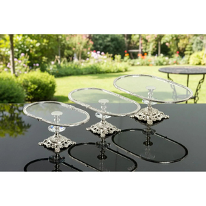 Support à gâteau rond en métal argenté antique de qualité supérieure avec plateau en acrylique pour la présentation de desserts lors de mariages et de fêtes, support à gâteau métallique - Product Image 6