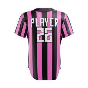 Camiseta de Béisbol Personalizada con Rayas Rosas y Negras, Sublimada, de Manga Corta, que Absorbe la Humedad, de Alta Calidad, Fabricante OEM ODM - Product Image 3