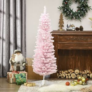 Albero di Natale Artificiale Decorato Rosa a Forma di Matita, 210cm, Rami Realistici Innevati, Materiale PET per Decorazioni Natalizie - Product Image 2