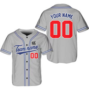 Camiseta de Béisbol Personalizada Negra y Roja para Hombre, Uniforme de Equipo con Botones, Camisa Deportiva Transpirable de Poliéster, Nombre y Número Personalizados OEM - Product Image 1