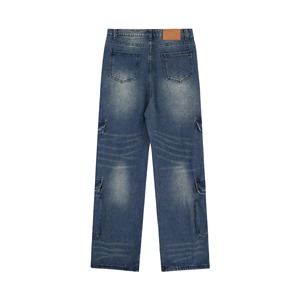 Nouveau Jean en Denim Vintage pour Homme, Coupe Droite, Non Déchiré, Lavé, Extensible, Patchwork Uni, Brodé, Hiver, Jeune, Vente en Gros - Product Image 6