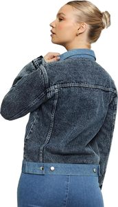 Women's <b>Cropped</b> <b>Denim</b> <b>Jacket</b> Vintage Blue Button Closure Casual Street Style OEM Custom Fashion Outerwear Premium Quality Fit - Product Image 2