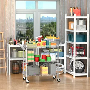 Chariot de présentation de boissons en métal fait main de luxe avec finition dorée haut de gamme, cadre décoratif en acier, rangement pour bouteilles, verre sécurisé plaqué - Product Image 6