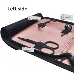 Kit professionnel d'outils pour extensions capillaires en acier inoxydable : pinces à micro-perles, aiguilles à coudre, séparateur de mèches Velcro - Product Image 4