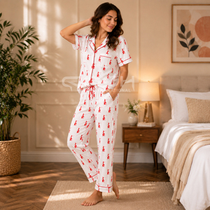 Cosh International <b>Cheap</b> Price Delta Sigma Front Sorority Top Print Milk Silk Casual Quick Dry Breathable 2Pcs Women's Night - Product Image 3