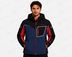 Veste softshell pour homme, imperméable, coupe-vent, randonnée en plein air, bleu noir, avec capuche, logo personnalisé, veste de travail d'hiver - Product Image 4