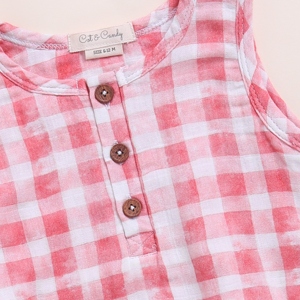 Premium Quality Organic <b>Muslin</b> Bubble Romper Pink Checks Print for Newborn <b>Baby</b> - Product Image 3