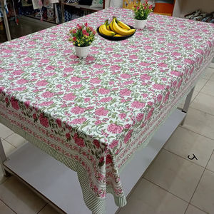 New Customized Handmade Pink Hand Block Printed Eco-Friendly Washable Cotton <b>Tablecloth</b> Modern Design Wedding Party Home - Product Image 1
