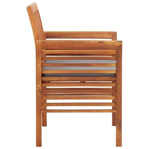 Solid Acacia Wood Dining Chair with Brown <b>Frame</b> and Dark <b>Grey</b> Cushion - Product Image 3