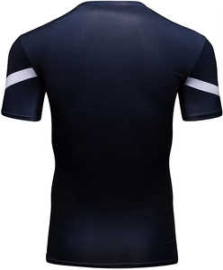 T-shirt de compression noir pour homme à manches courtes, séchage rapide, en polyester, anti-UV, imprimé étoiles, pour entraînement sportif et athlétique - Product Image 6