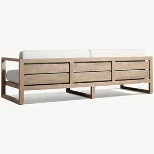Canapé en teck avec mousse souple, élastique et durable pour deux personnes, style moderne - Product Image 5