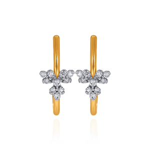 Elegantes Pendientes de Botón con Forma Floral en Oro Amarillo de 14K con Diamantes CZ AAA |   Joyería de Moda Premium para Mujer - Product Image 1