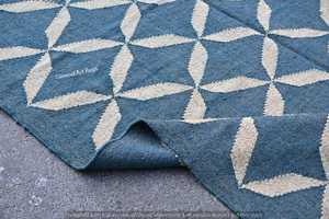 Tapis rectangulaire à motif géométrique Krafterscustom en laine et acrylique, kilim écologique, tufté à la main, tissage plat, poils moyens, latex - Product Image 6