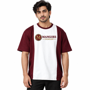 T-shirt décontracté pour homme Mangoes Fashion, coupe classique, manches courtes, avec bordure contrastée et logo brodé personnalisé sur le devant - Product Image 1