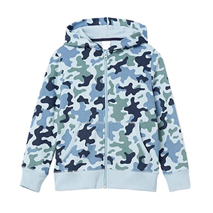 Sudadera con capucha de camuflaje para niños, con cremallera, manga larga, informal, para exteriores, ropa al por mayor - Product Image 1