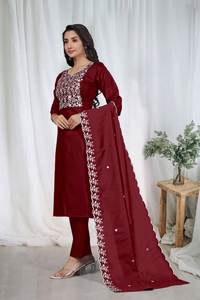 Conjunto de Salwar Kameez para Mujer de Zain Exports, Tela de Algodón con Detalles Bordados, Ropa Casual para Fiestas, Todas las Temporadas, Secado Rápido - Product Image 3