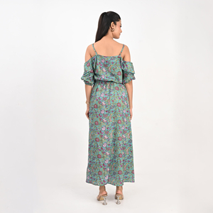 Robe longue à imprimé floral, style bohème, en mousseline de soie, décontractée pour l'été, à manches trois quarts - Product Image 4