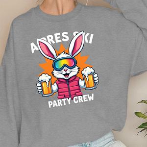 Sudadera de punto de manga larga para mujer, roja, con estampado de conejo de dibujos animados y cerveza, informal, para invierno, 100% poliéster - Product Image 6