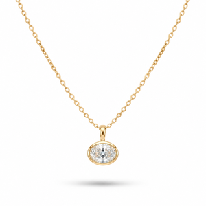 Pendentif solitaire minimaliste serti clos avec diamant de laboratoire ovale 9x7mm, couleur E, pureté VVS2, 2 carats, certifié IGI – Cadeau d'anniversaire - Product Image 5