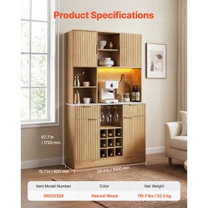 ตู้เก็บไวน์ทันสมัยพร้อมบาร์กาแฟ ชั้นวางขวด 9 ช่อง ไฟ LED และแท่นชาร์จ - Product Image 2